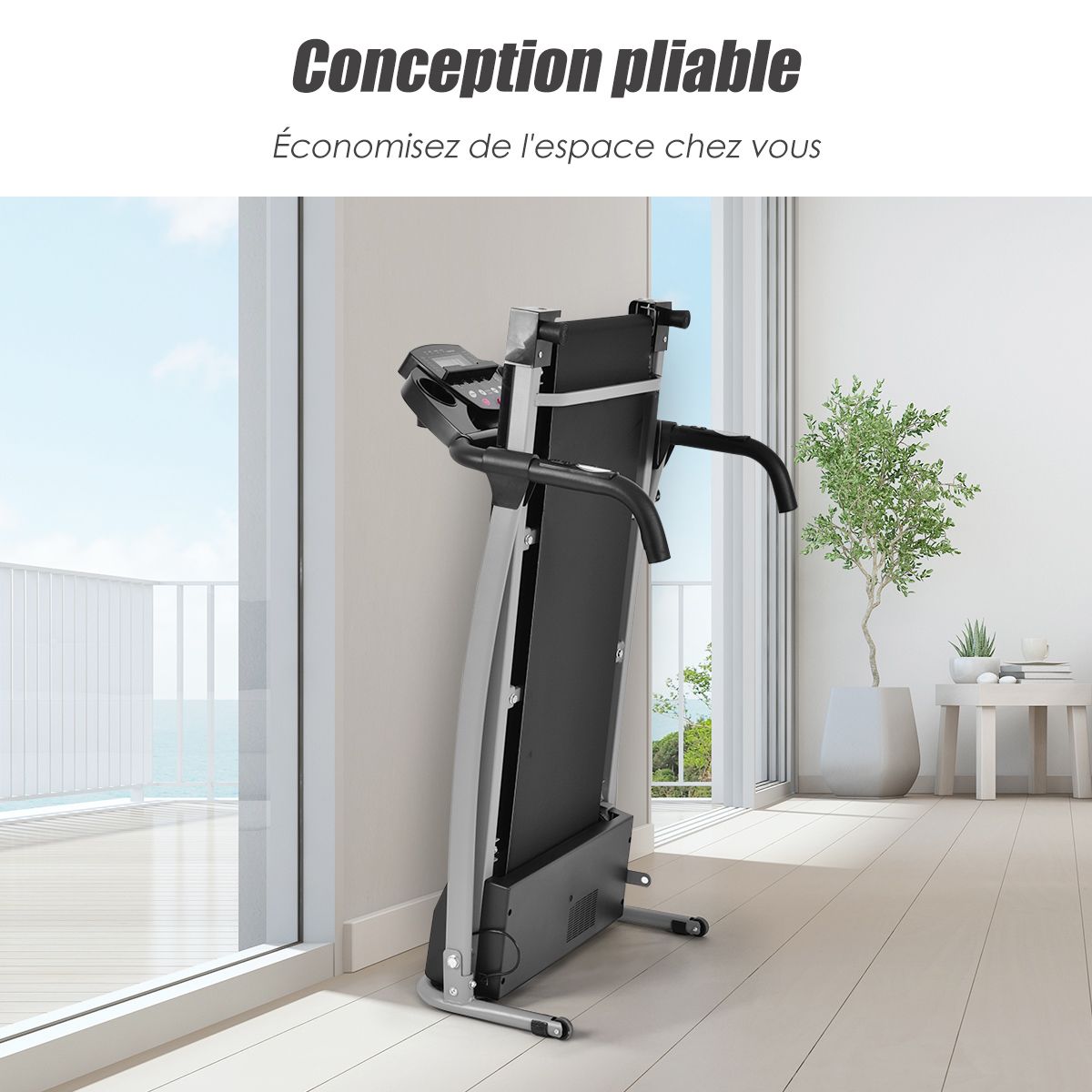 Tapis de Course lectrique Pliable avec cran et Moniteur de Frquence Cardiaque avec Vitesse de 1 10 km/h et 12 Programmes Noir -