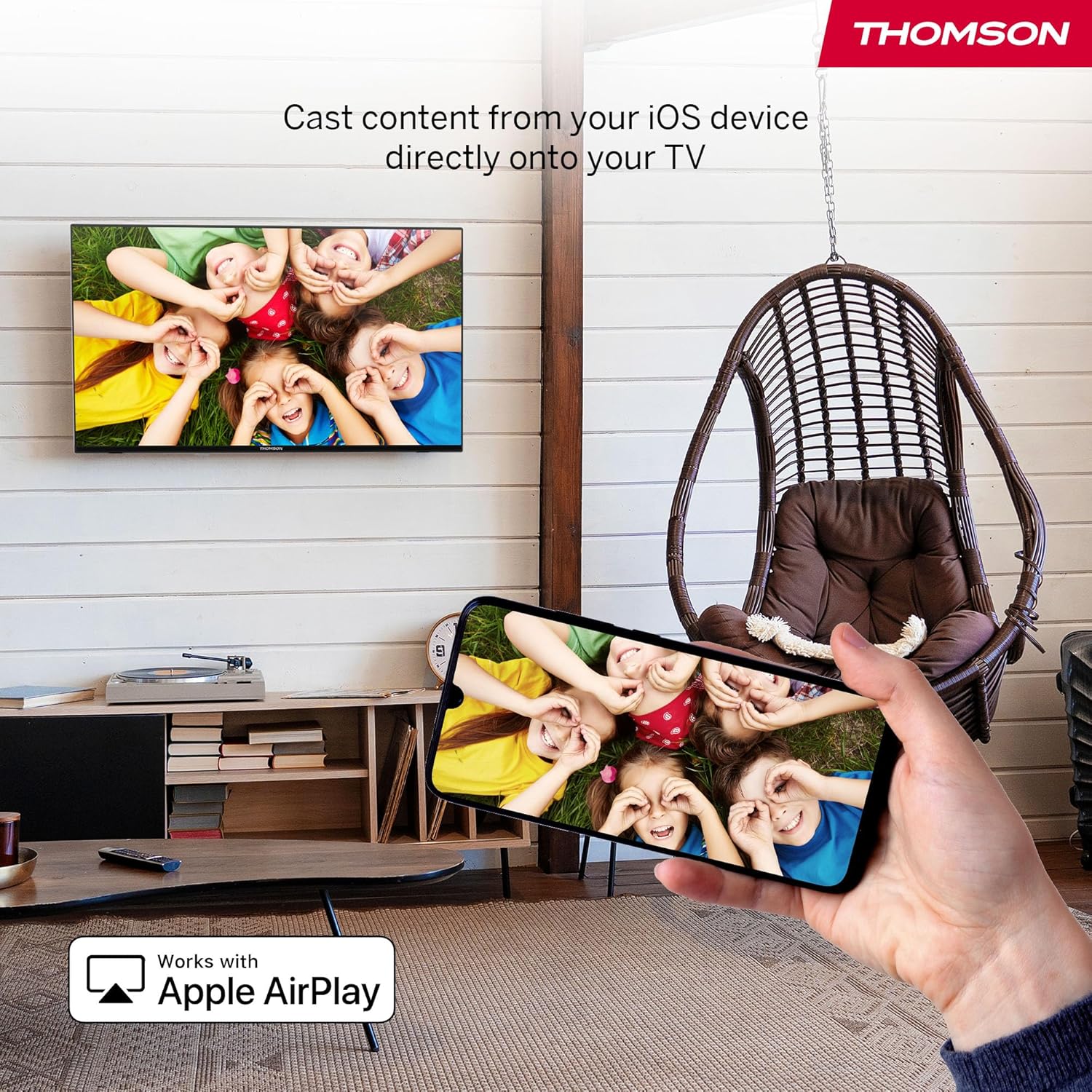 THOMSON 32 Pouces (82 cm) HD LED Fire TV mit Alexa-Sprachsteuerung AirPlay Triple Tuner(Câble-Satellite-Antenne) Bluetooth 5.0 HDMI USB-Anschlüsse AV in CI USB – 32HF2S34