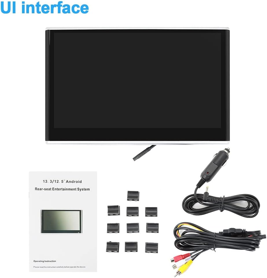 Lecteur vido HD 13,3 pouces (1080p) pour appuie-t锚te de voiture,Android 9.0,avec support de montage,cran tactile IPS 2 Go + 32 Go