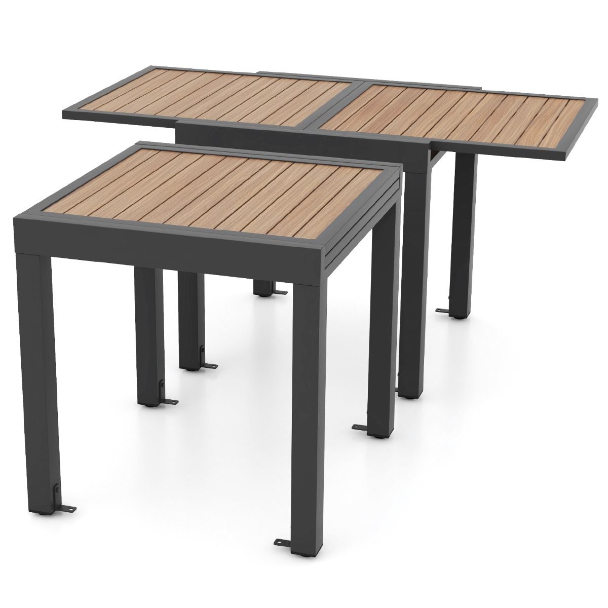 Table de Jardin Extensible en Aluminium Ajustable de 80 160 CM Table Manger Extrieure Rectangulaire pour 4-6 Personnes Naturel -