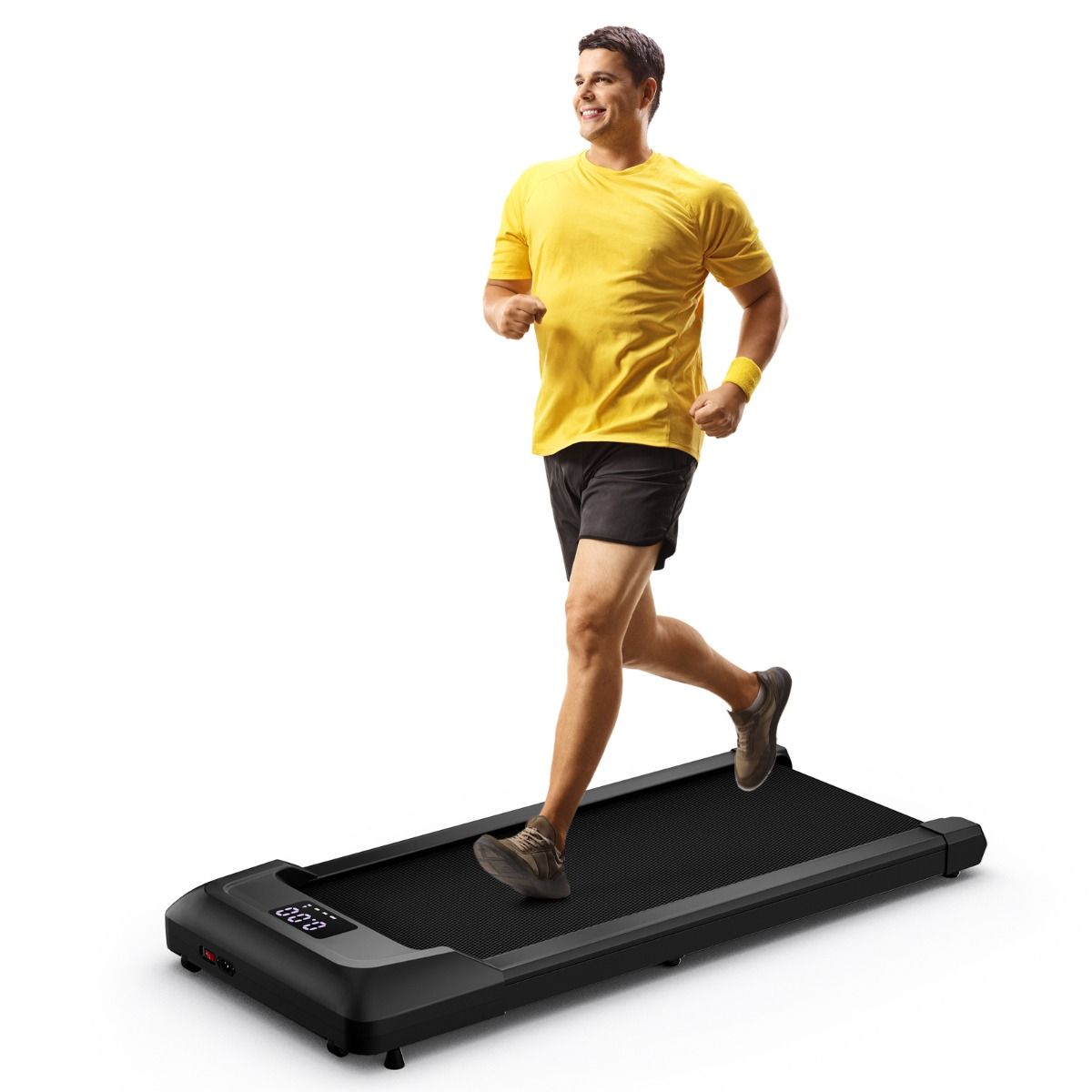 Tapis de Course Mince Tapis de Jogging avec Capacit de 120 Kg Tlcommande et cran Led Inclinable Roulettes Tapis de Course Glisser Gris/Noir/Rose -