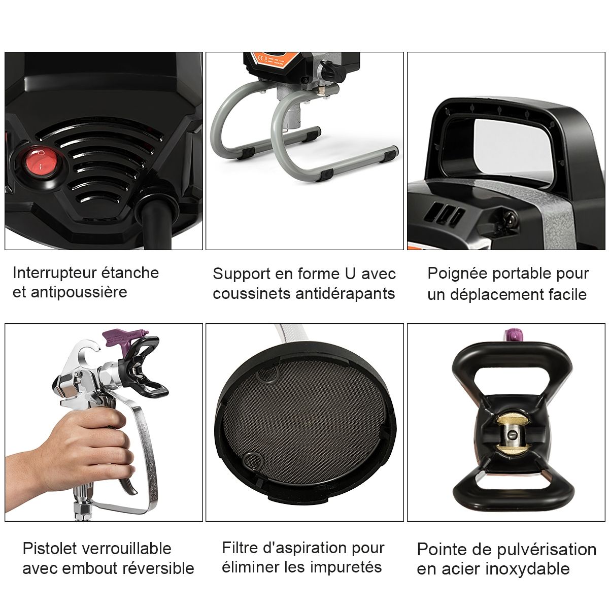 Systeme de Pulverisation de Peinture Haute Pression 3000PSI Fonctionnement en Courant fort 1,5 L/min -