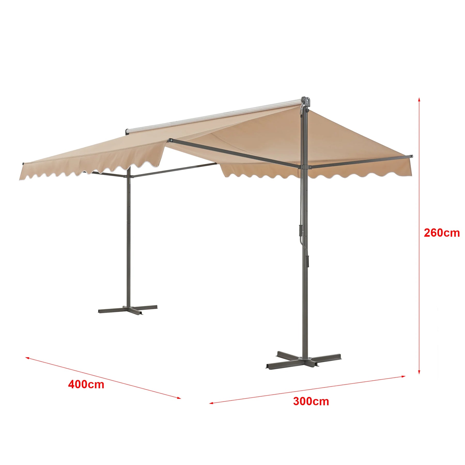 Store banne autoportant à double pente 400 x 300 x 260 cm sable 03_0008295 -