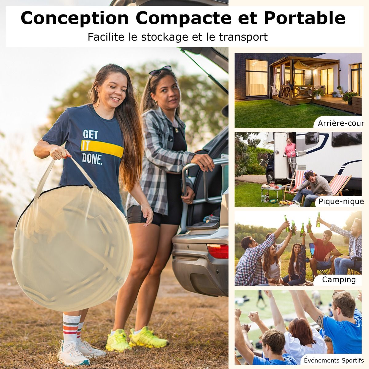 Tente Bulle Ouverture Instantane pour 6 10 Personnes Tente D么me d'Extrieur 328 x 328 cm Rsistante Aux Intempries Transparent -