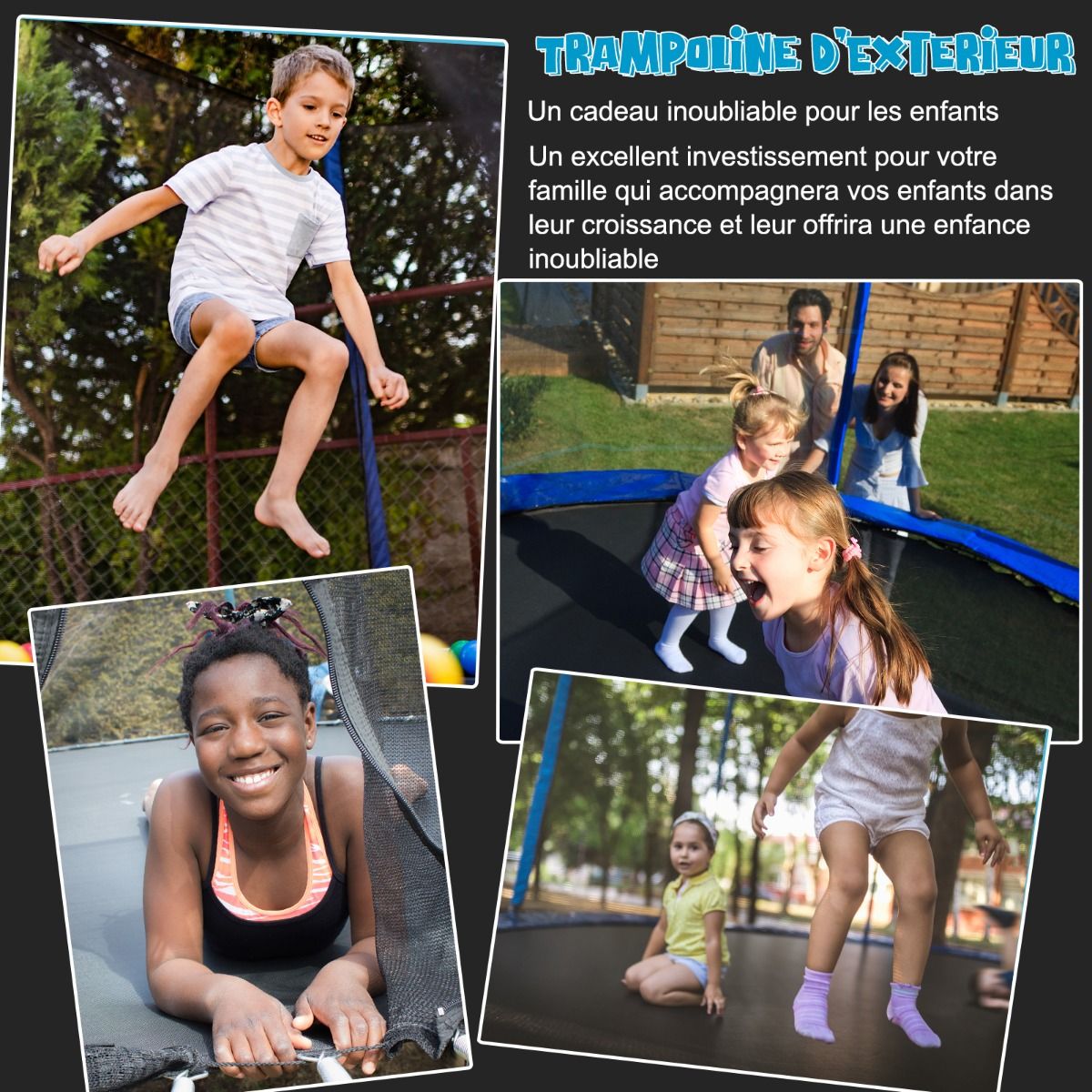 Trampoline d'Extérieur Ø366 cm Trampoline avec Panier de Basket Filet de Protection Trampoline pour Enfants et Adultes -