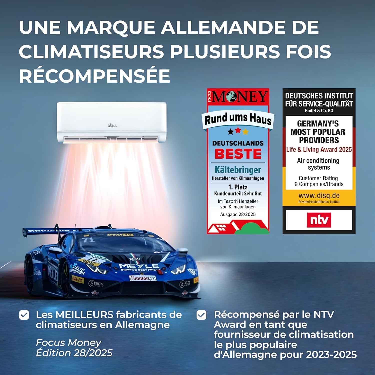 Kältebringer Climatiseur Split - 12000 BTU - 3 5 kW - Avec fonction chauffage WiFi et App - très silencieux & économe en énergie avec support mural - Marque de qualité Allemande