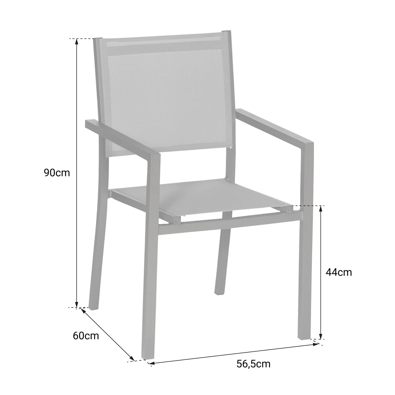 Lot de 8 chaises en aluminium anthracite - textilène gris -