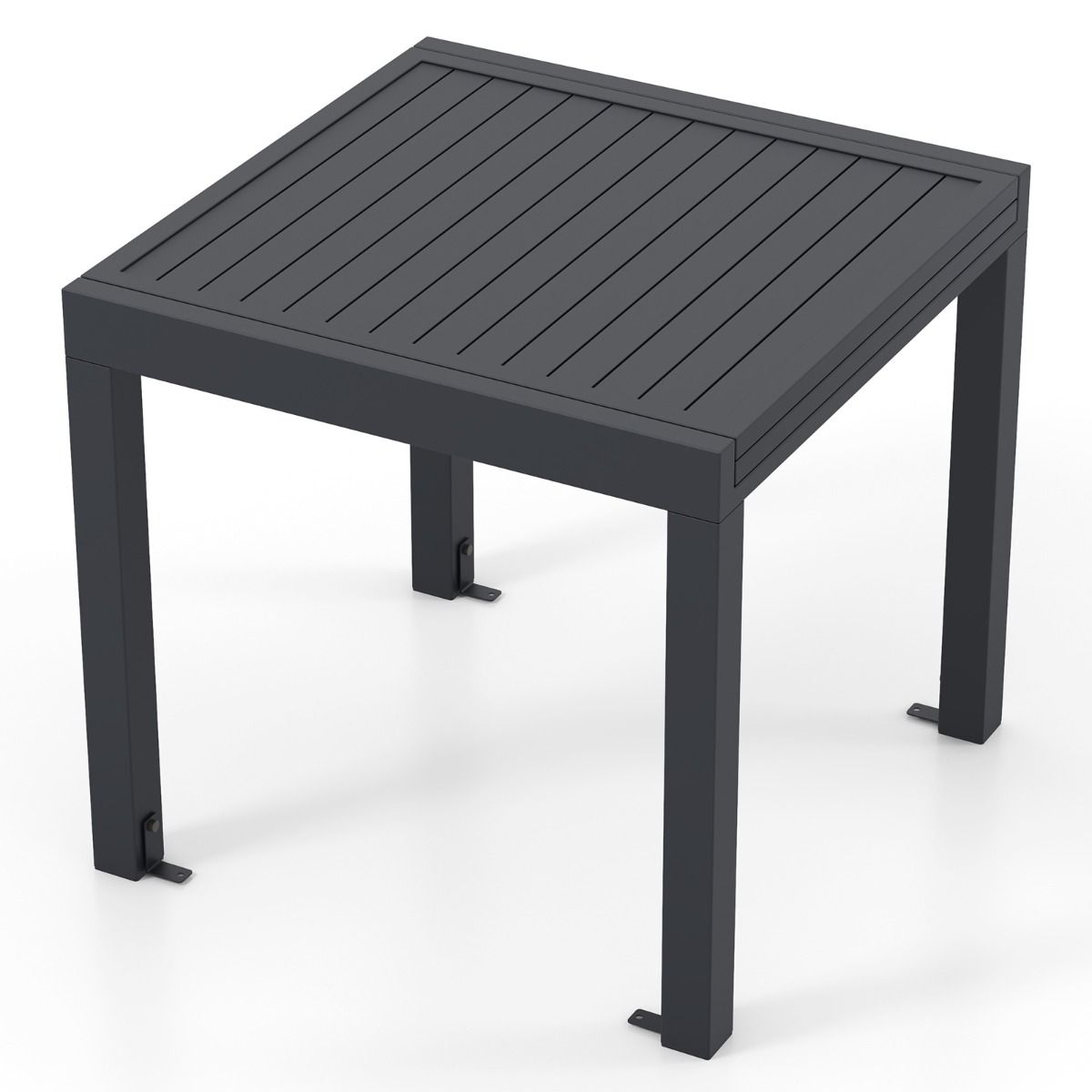 Table de Jardin Extensible en Aluminium Ajustable de 80 160 CM Table Manger Extrieure Plateau Lattes pour 4-6 Personnes Gris Fonc -