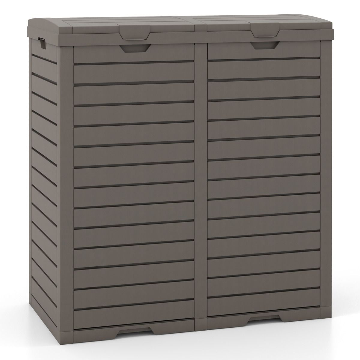 Poubelle d'Extrieur 135 L Poubelle Etanche Double Seau Couvercle Plusieurs Niveaux Bac d'Egouttage Poigne Dcoupe Poubelle Marron -