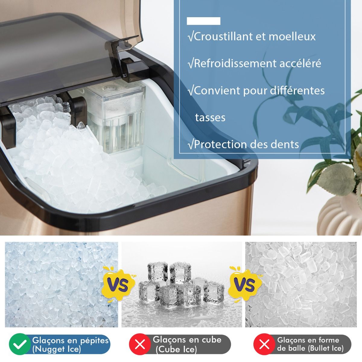Machine Glaons 24kg en 24h Panneau de Contr么le Tactile LED -