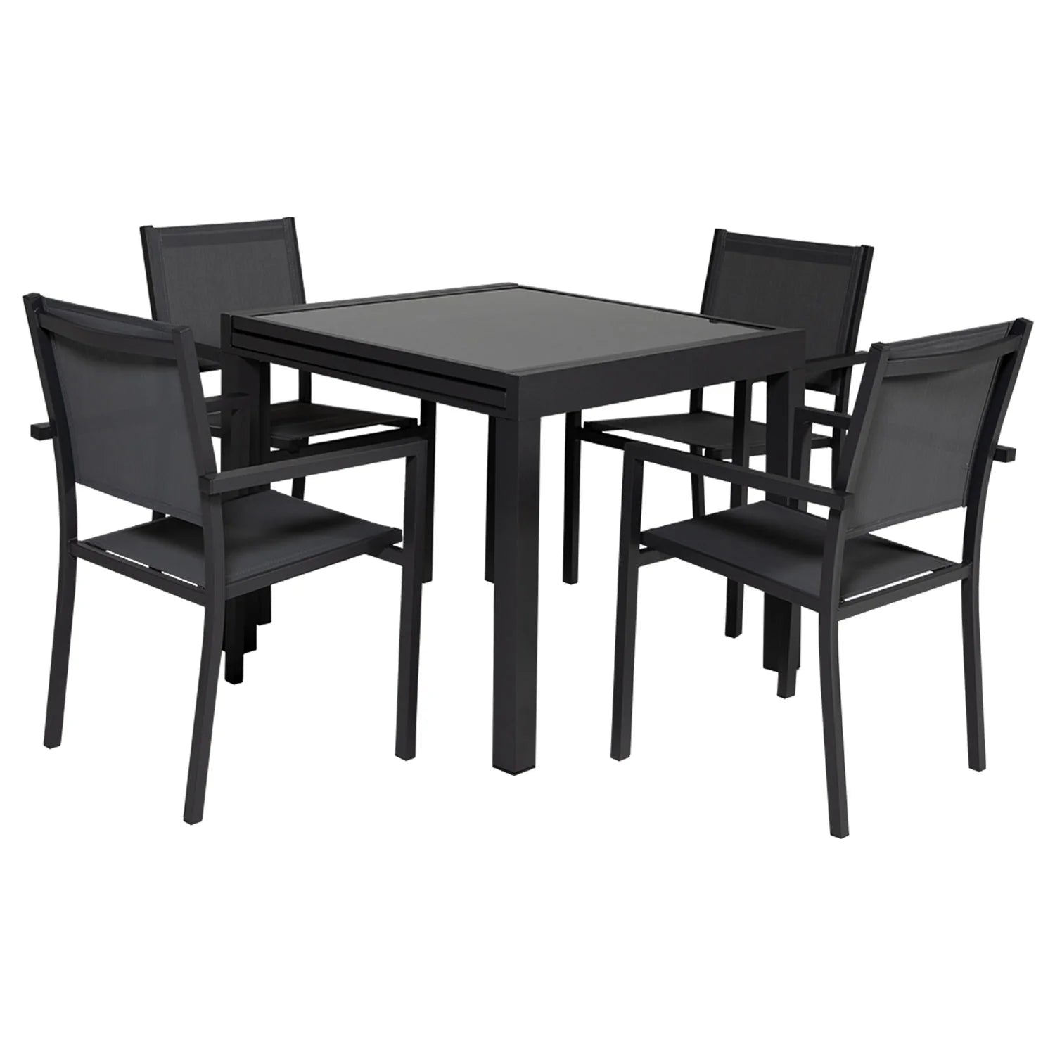 Salon de jardin LAMPEDUSA extensible en textilne gris 8 places - aluminium anthracite -