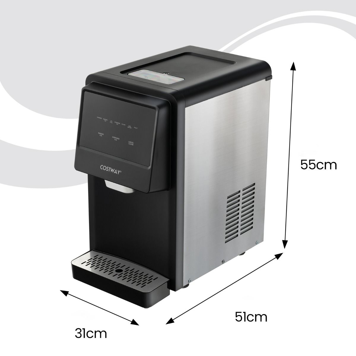 Machine Glaons 27kg/24h Machine Ppites Affichage LED de Comptoir avec Capteur Infrarouge et Autonettoyant Stockage de glace : 4 kg -