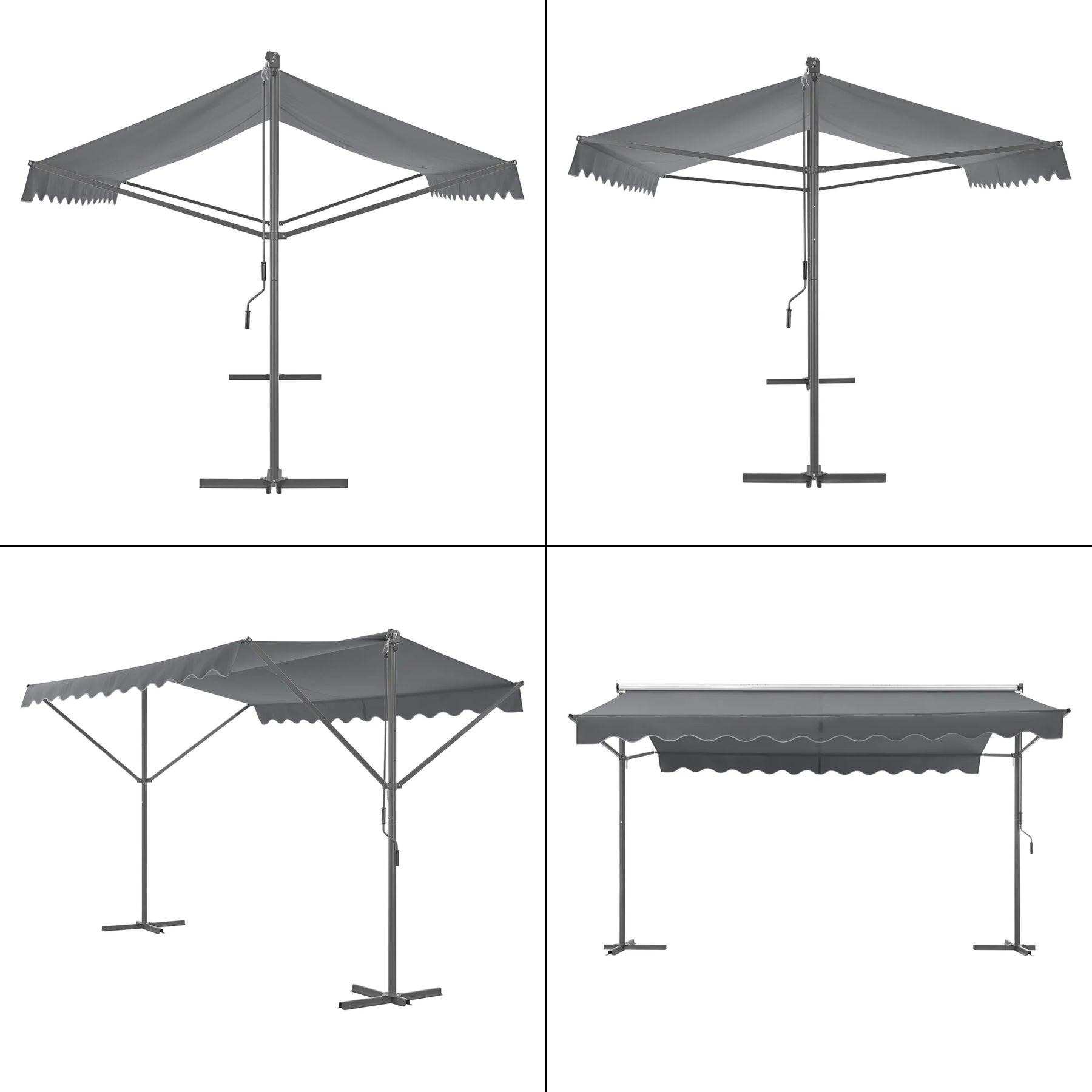 Store banne autoportant à double pente 400 x 300 x 260 cm gris foncé 03_0008294 -