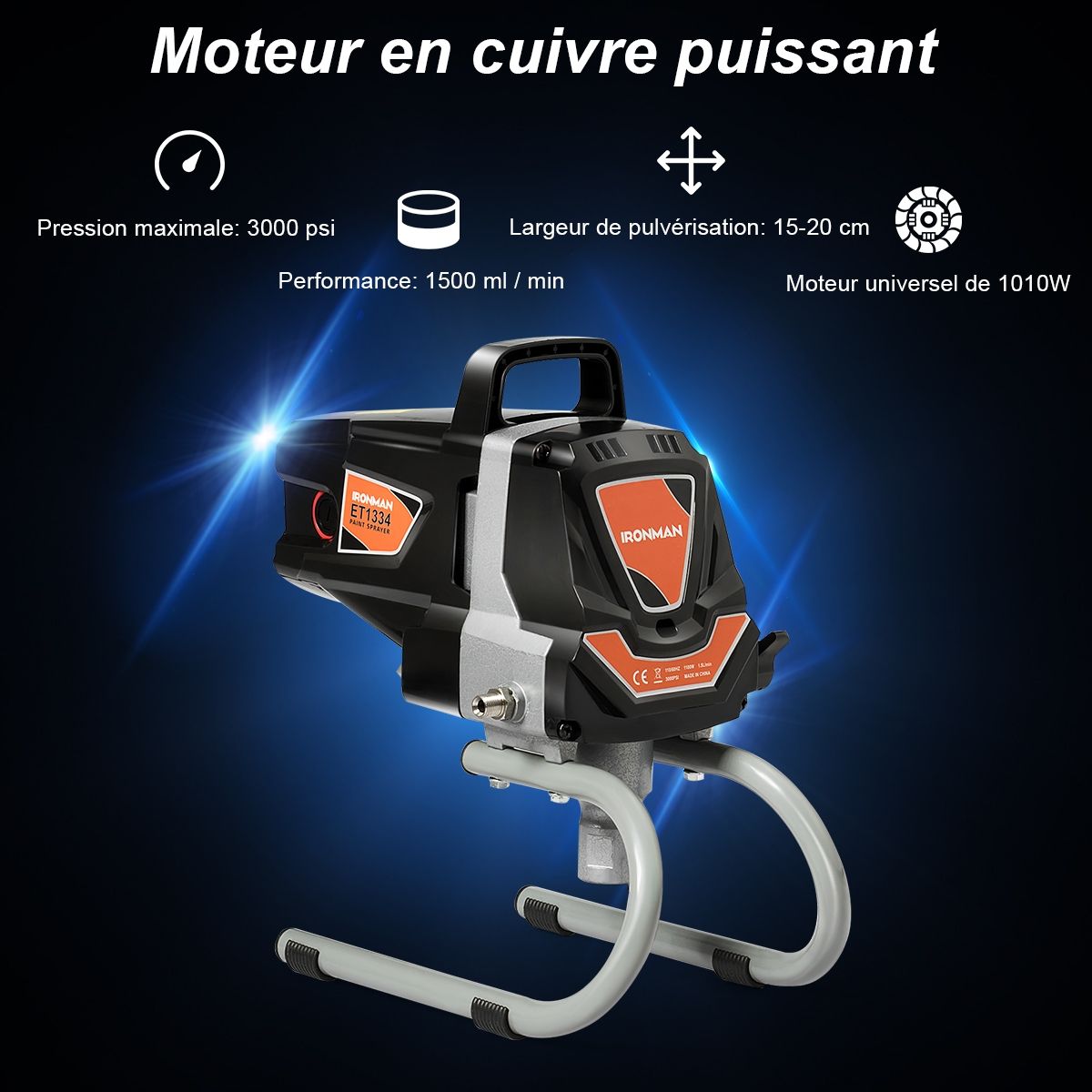 Systeme de Pulverisation de Peinture Haute Pression 3000PSI Fonctionnement en Courant fort 1,5 L/min -