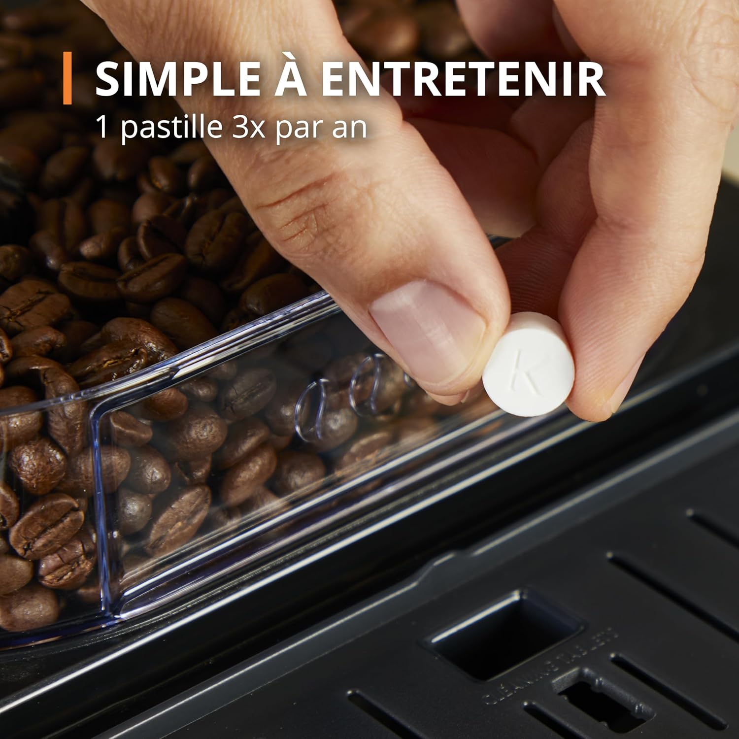 Machine caf grain,1,7 L,2 tasses en simultan,Nettoyage automatique,Buse vapeur pour Cappuccino,Cafetire espresso,Essential noire YY8125FD,Noir -