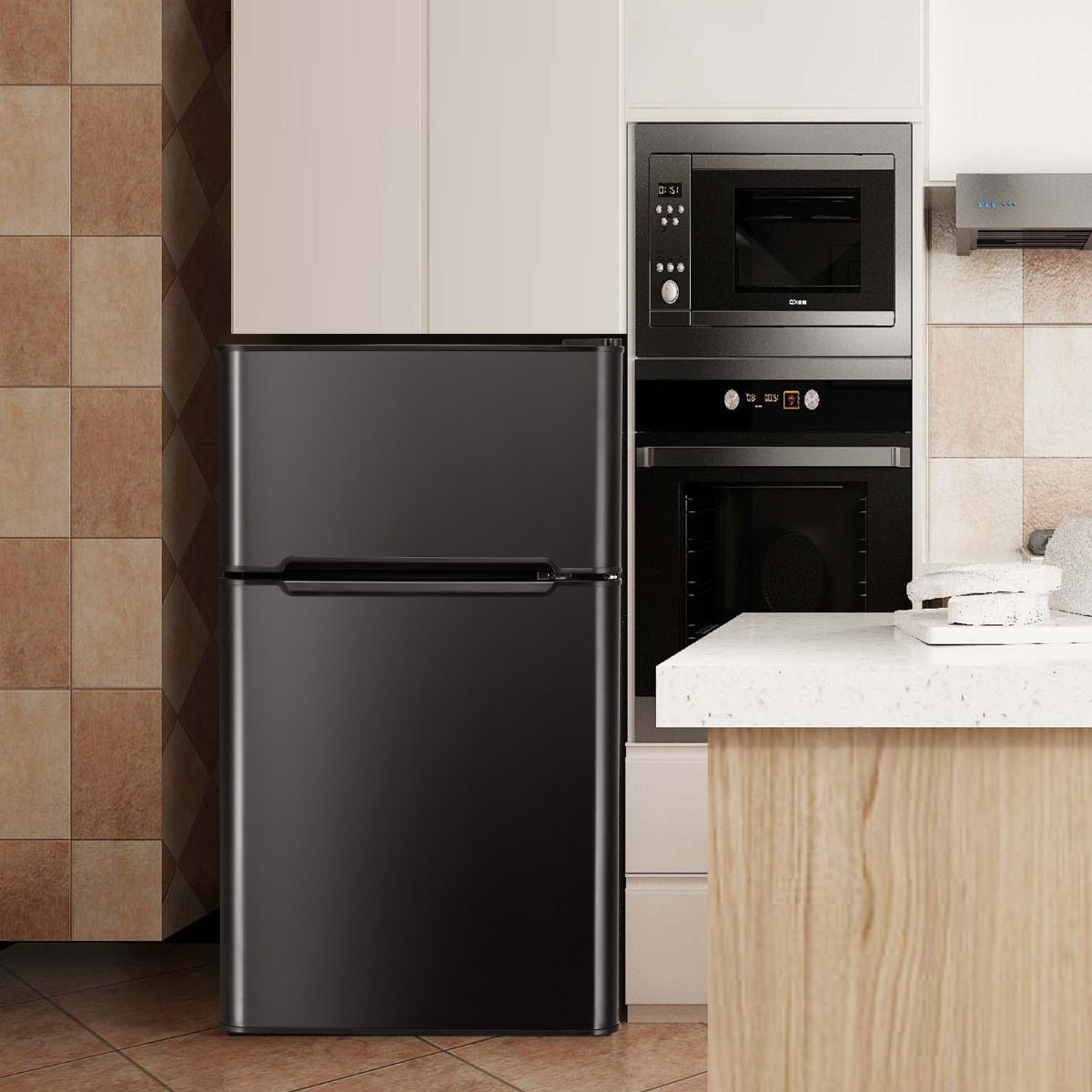 Rfrigrateur Compact Mini-rfrigrateur 90 L Conglateur Spar avec Design 2 Portes Fonctionnement Silencieux Blanc/Gris/Noir -