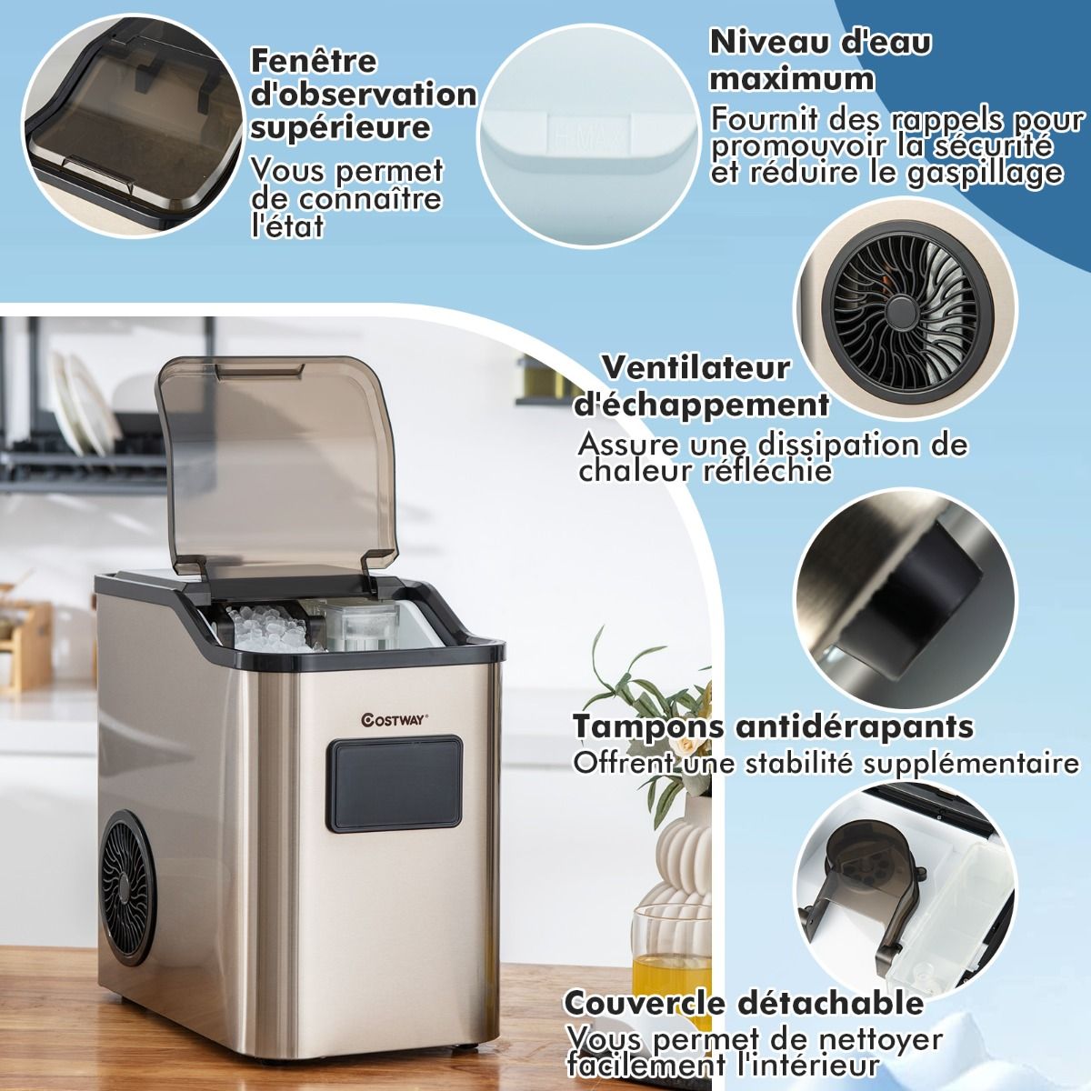 Machine Glaons 24kg en 24h Panneau de Contr么le Tactile LED -