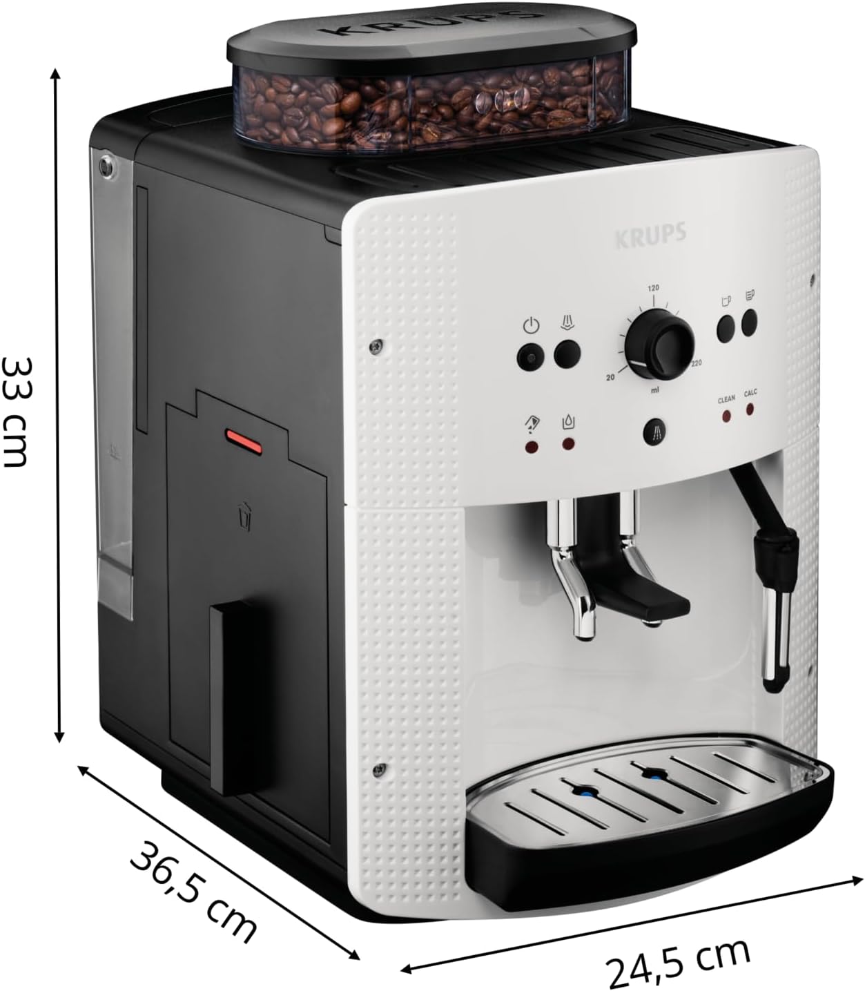 Machine à café grain,1,7 L,2 tasses en simultané,Nettoyage automatique,Buse vapeur pour Cappuccino,Cafetière espresso,Essential noire YY8125FD,Noir -
