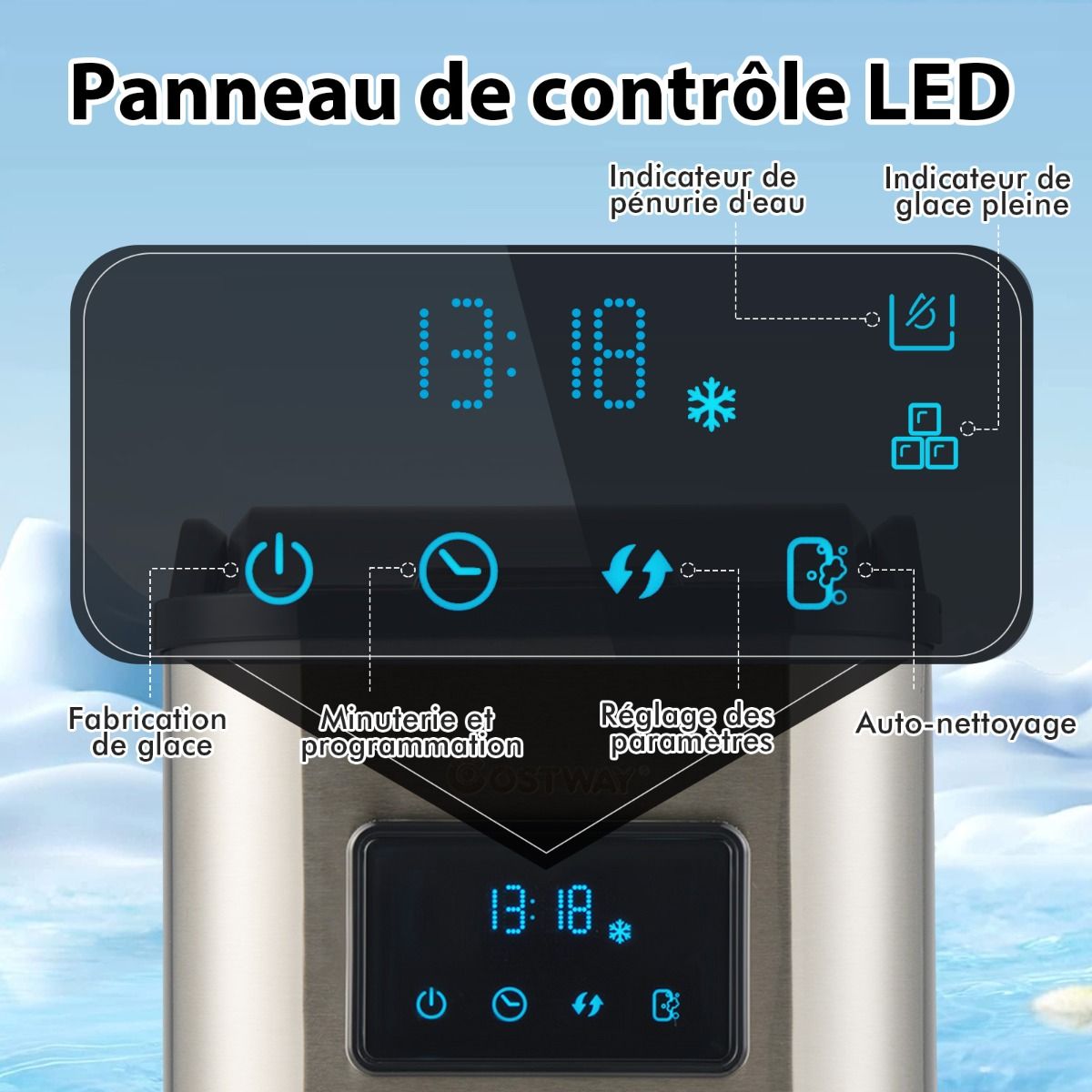 Machine Glaons 24kg en 24h Panneau de Contr么le Tactile LED -
