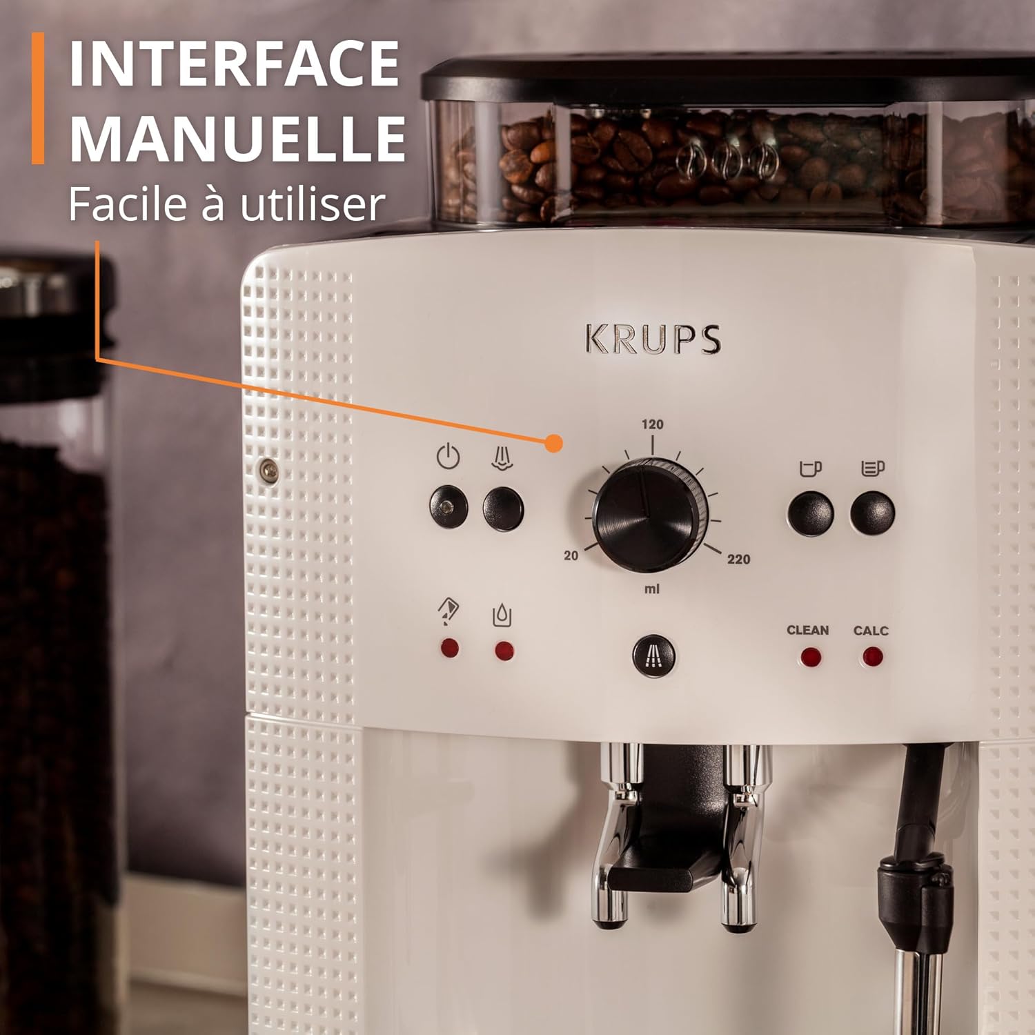 Machine caf grain,1,7 L,2 tasses en simultan,Nettoyage automatique,Buse vapeur pour Cappuccino,Cafetire espresso,Essential noire YY8125FD,Noir -