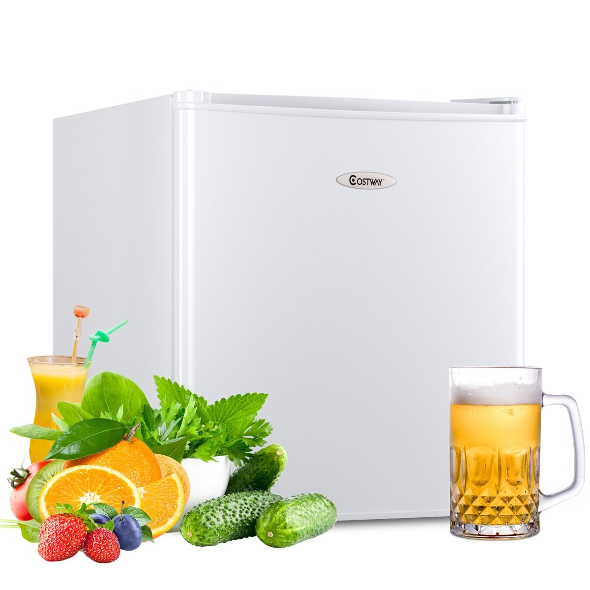 Mini Rfrigrateur 48L,2 niveaux et porte-bouteille,bac lgumes,Silencieux 230V,46 x 44 x 49 cm,Blanc -