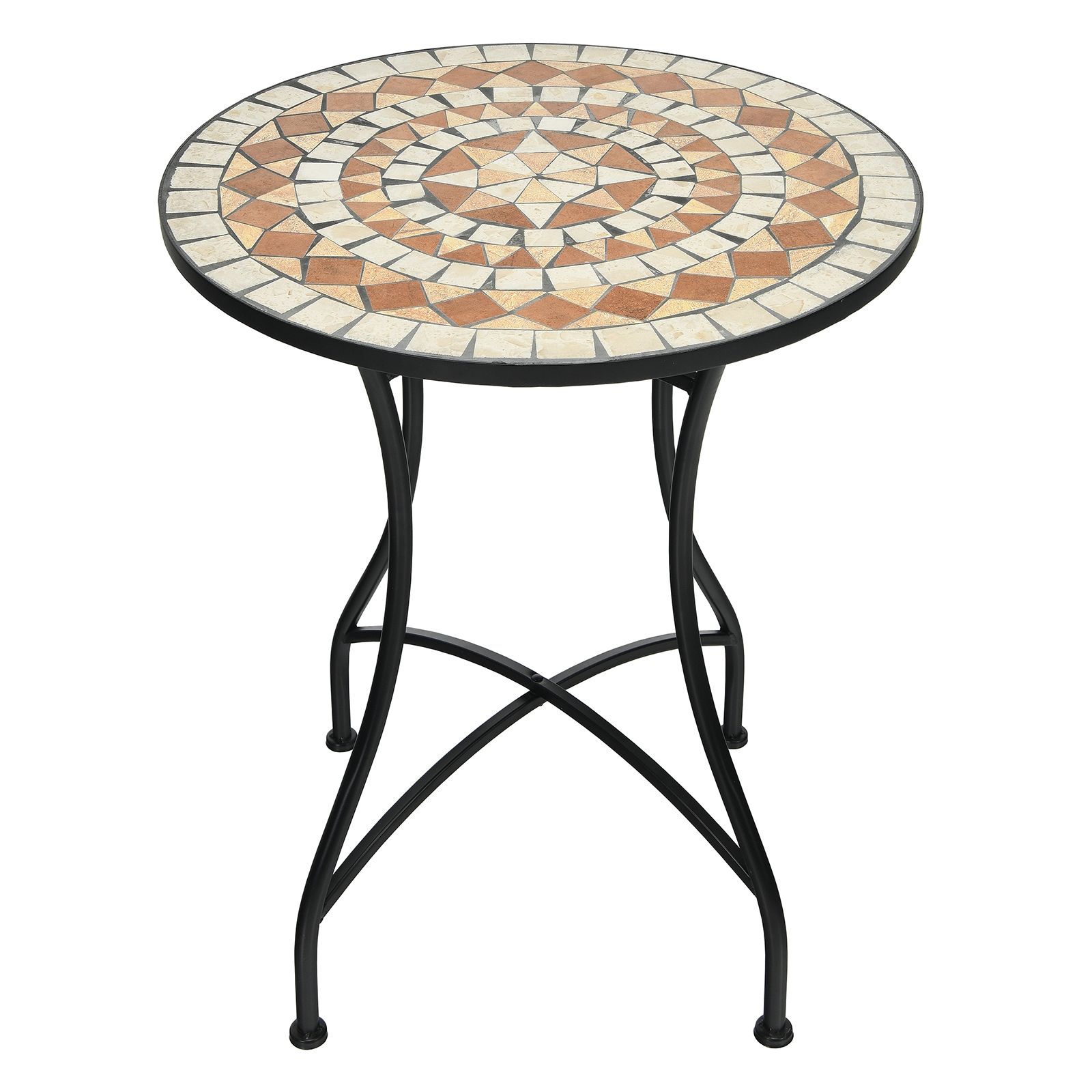 Table de Jardin Style Mosaïque Cadre en Fer et Revêtement Antirouille pour 60 x 60 x 72 CM -