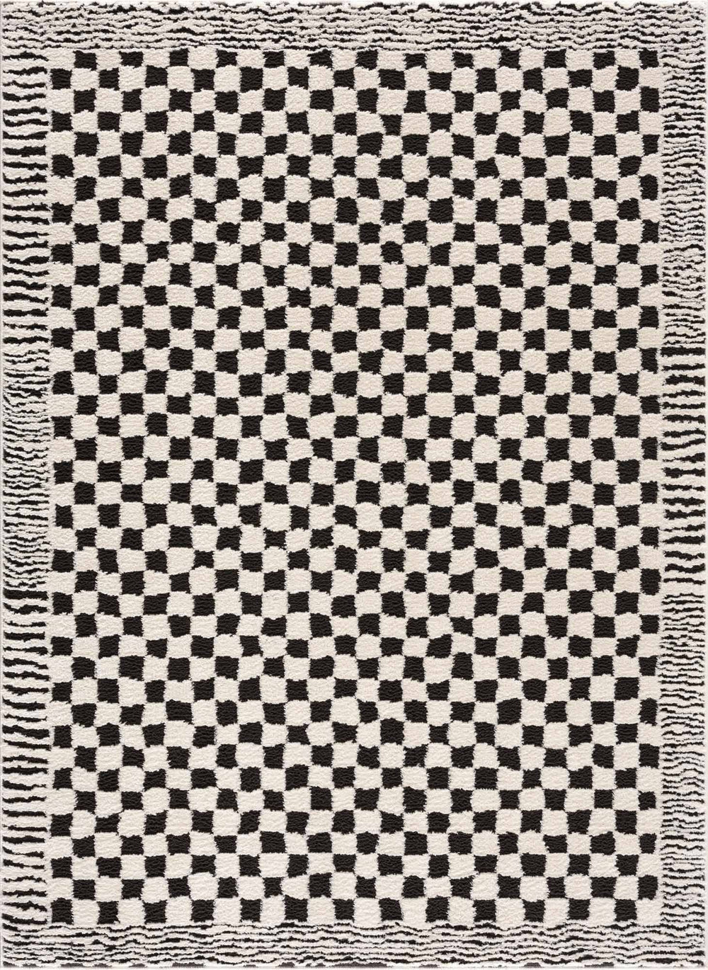 Hauteloom Leryn Black & White Checkered Area Rug | Area Rug for Living Room, Bedroom | Black & White Checkered Rug - 5'3" x 7' Rectangle