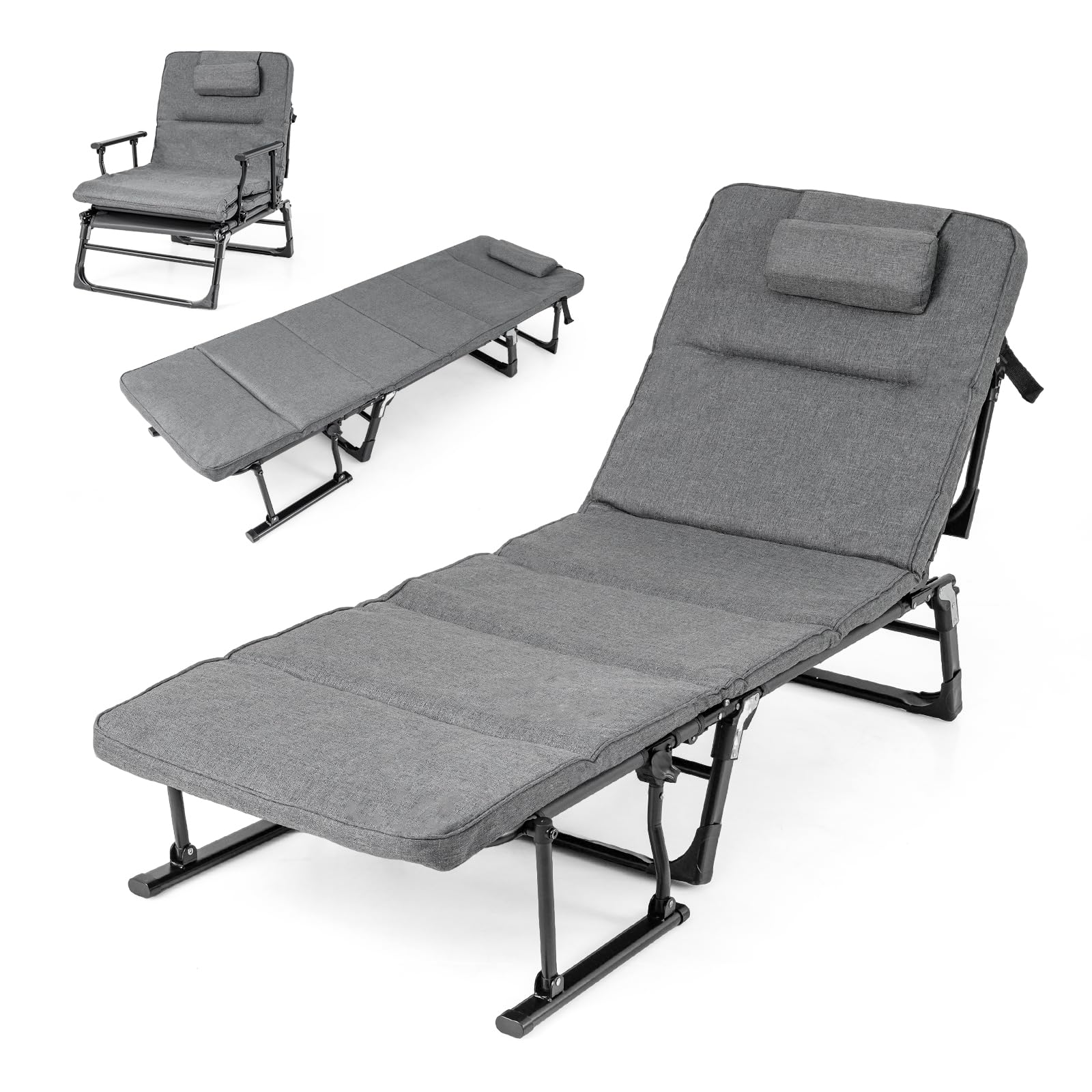 Tangkula 3 in 1 Convertible Lounge Chair Outdoor with Cushion