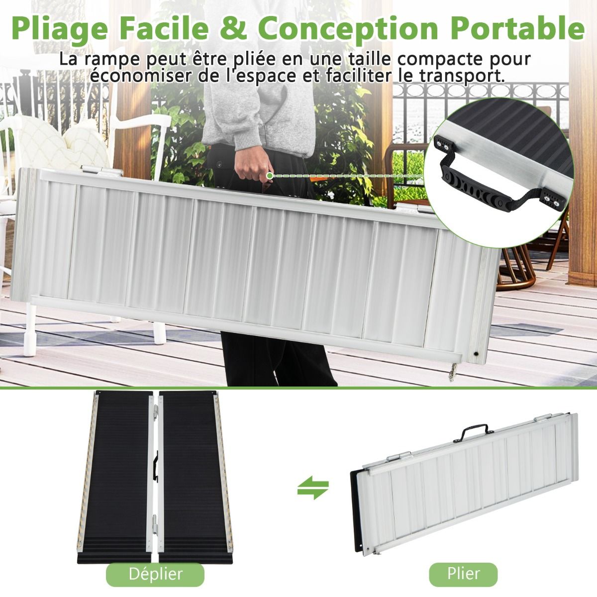 Rampe D’accès en Aluminium avec Plaque de Transition pour Maison 122L -
