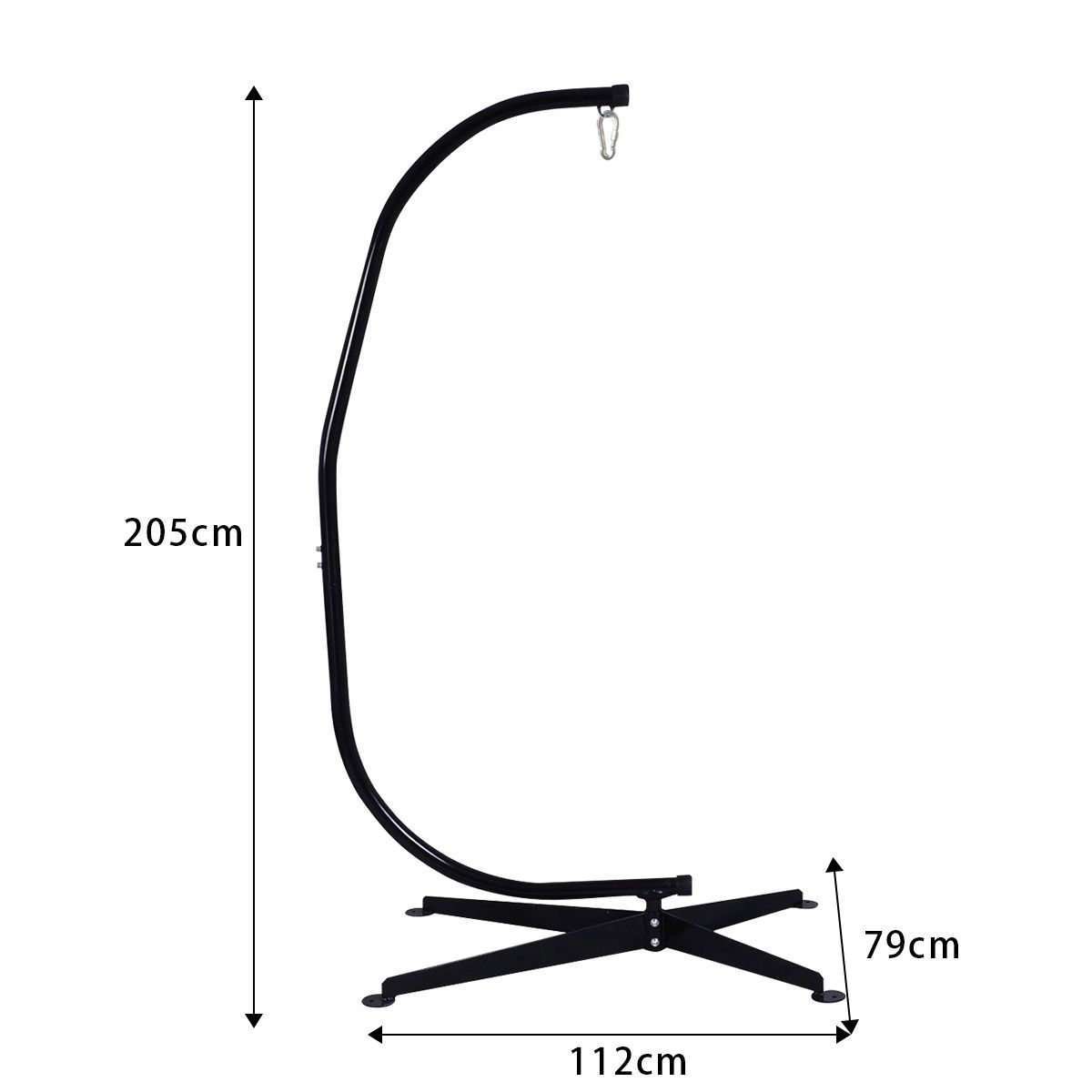Support de hamac ou pour chaise suspendue Capacité 150 KG,en Fer de Haute Qualité,Moderne et stable,112x79x205,Noir -