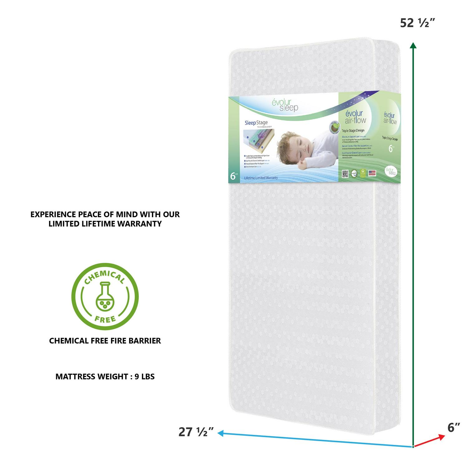 Evolur Sleep Triple Stage Air Flow Crib & Toddler Mattress