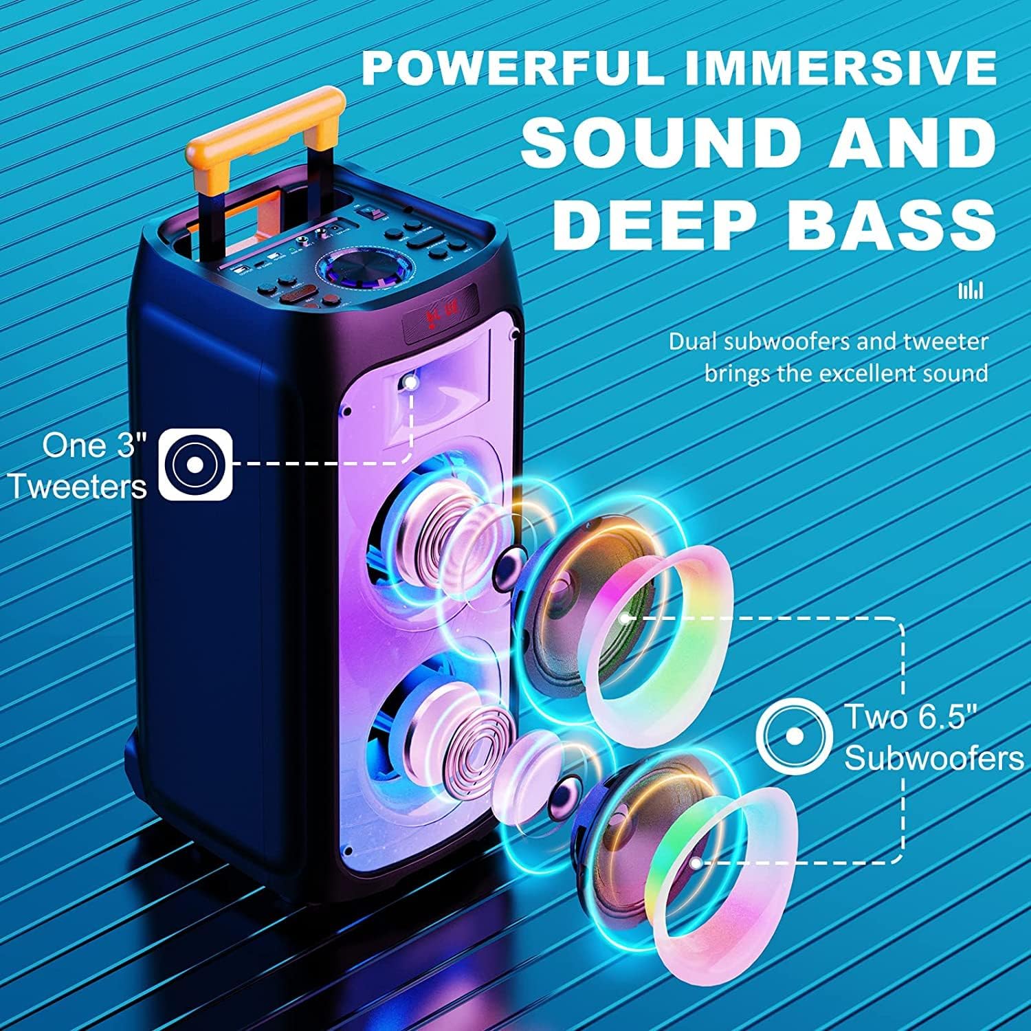 JYX Machine Karaoké pour Adultes, Enceinte Karaoké Bluetooth Portable avec 2 Microphones sans Fil, Party Box Idéale pour Les réunions de Famille/Le Camping en Plein Air