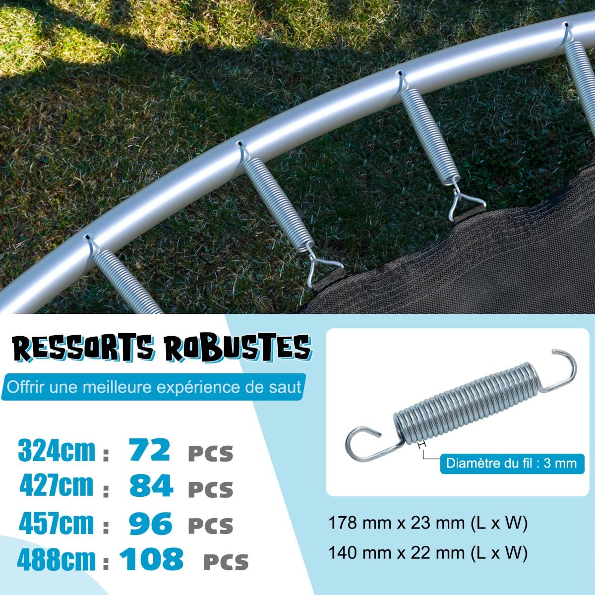 Trampoline d'Extrieur 脴366 cm Trampoline avec Panier de Basket Filet de Protection Trampoline pour Enfants et Adultes -