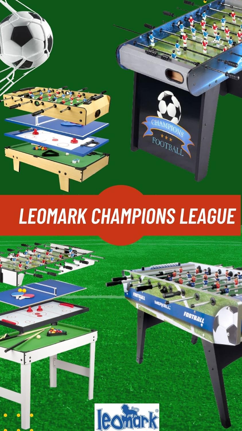 Leomark Table de Babyfoot 4 in 1 Multifonctionnel Jeu de Football,Bilard, Tenis, Hockey Baby-Foot, Baby Foot Table En Bois Jeu de Football Petite Taille Universel