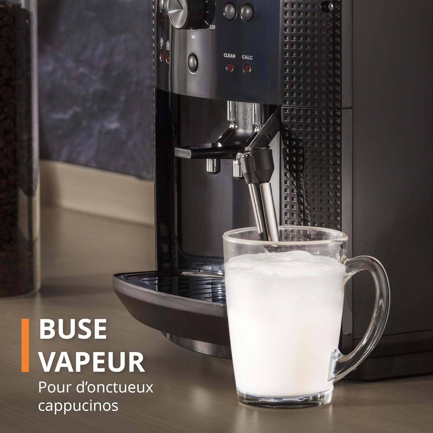 Machine à café grain,1,7 L,2 tasses en simultané,Nettoyage automatique,Buse vapeur pour Cappuccino,Cafetière espresso,Essential noire YY8125FD,Noir -
