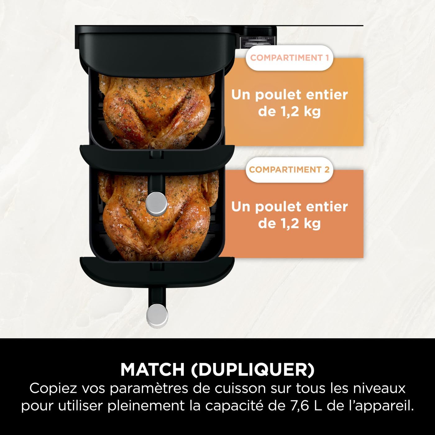 Foodi FlexDrawer Air Fryer,Dual Zone Avec Sparateur Amovible,Grand Tiroir de 10,4 L,7-en-1,Double Zone,Sans Huile,Pices Antiadhsives Compatibles Au Lave-Vaisselle,Noir AF500EU