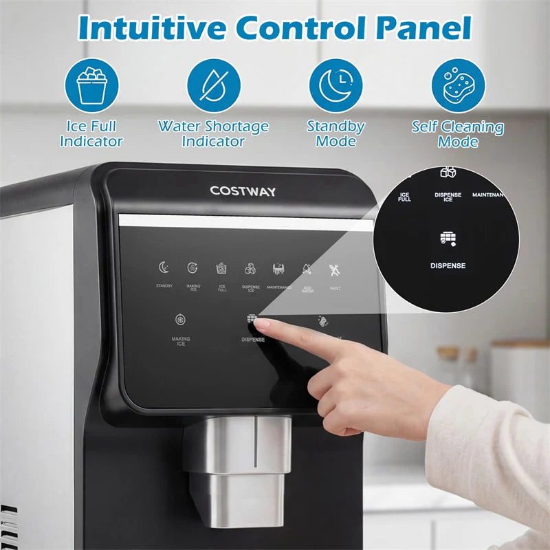 80 LBS/Day Nugget Ice Maker Countertop, Self-Dispensing Chewable Pellet Ice Machine with 7.5 LBS Storage & Auto Cleaning for Home, Office, Party, RV