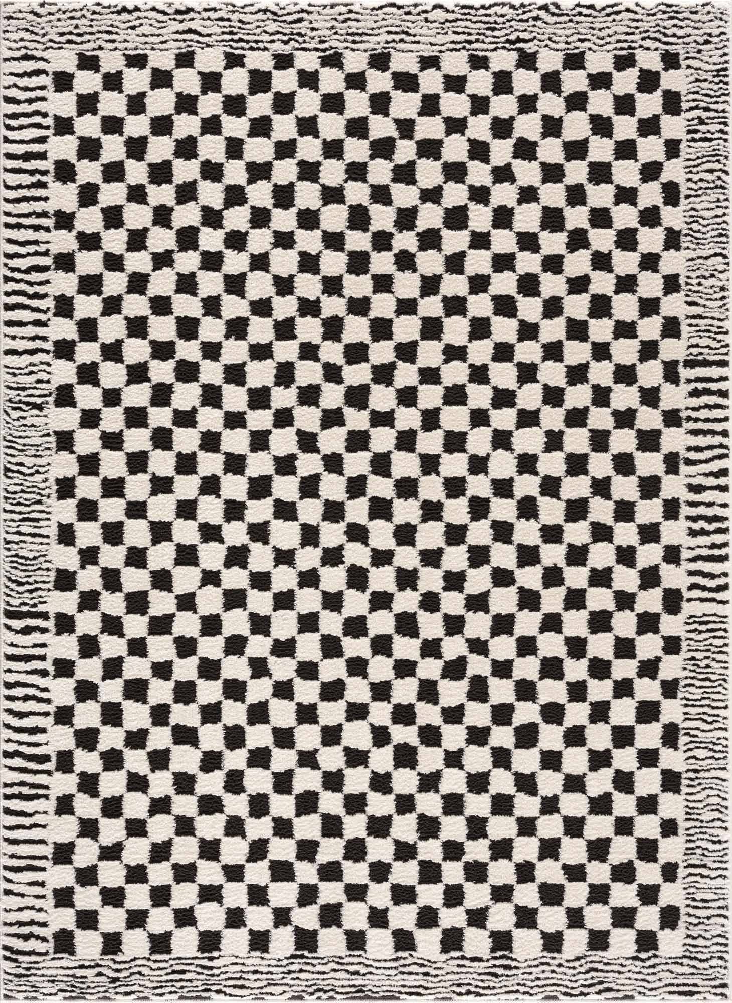 Hauteloom Leryn Black & White Checkered Area Rug | Area Rug for Living Room, Bedroom | Black & White Checkered Rug - 5'3" x 7' Rectangle