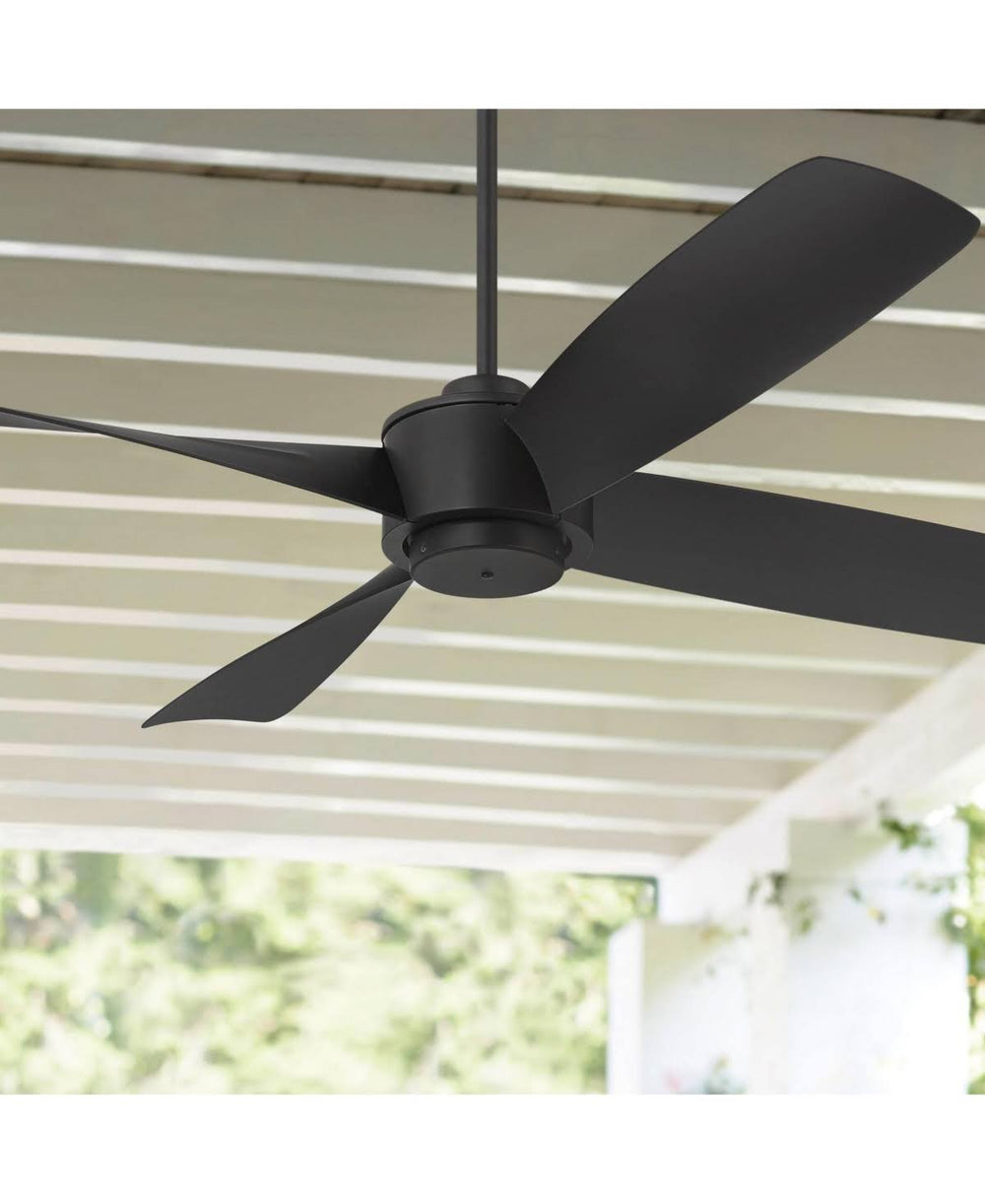Casa Vieja 56" Grand Milano Modern Industrial Outdoor Ceiling Fan with Remote Control Black Damp Rated for Patio Exterior House Home Porch Gazebo