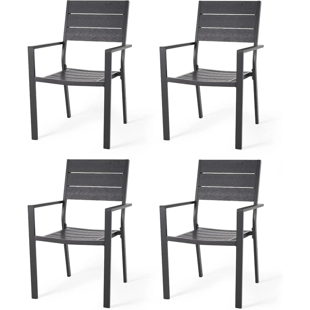AECOJOY 4 Pieces Outdoor Dining Chairs, Aluminum Frame Stackable Patio Chair